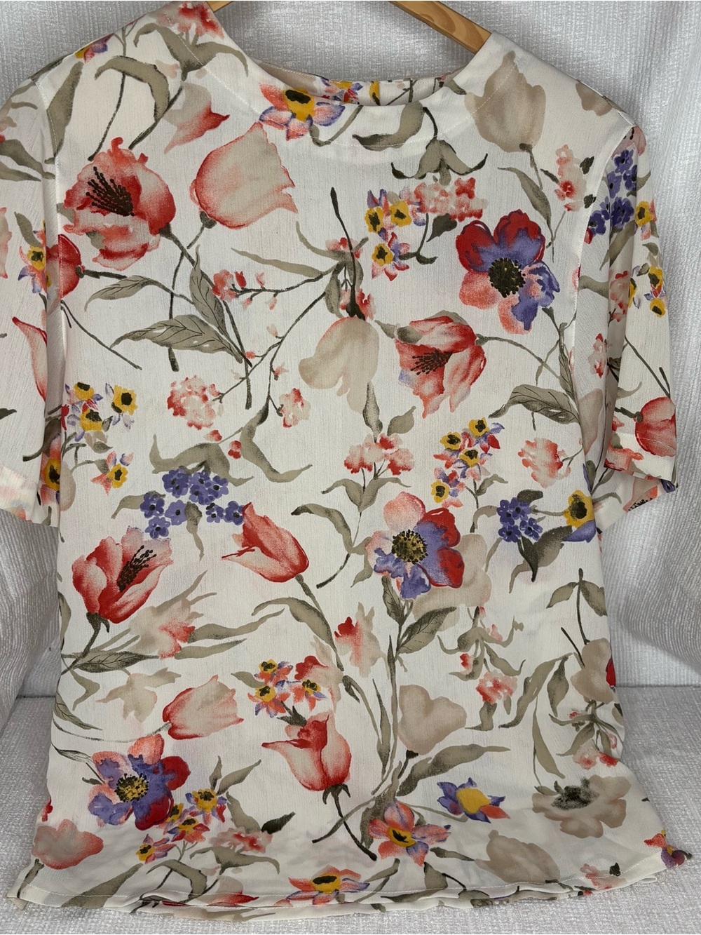 Alfred Dunner Cream Blouse with Multicolor Floral Print